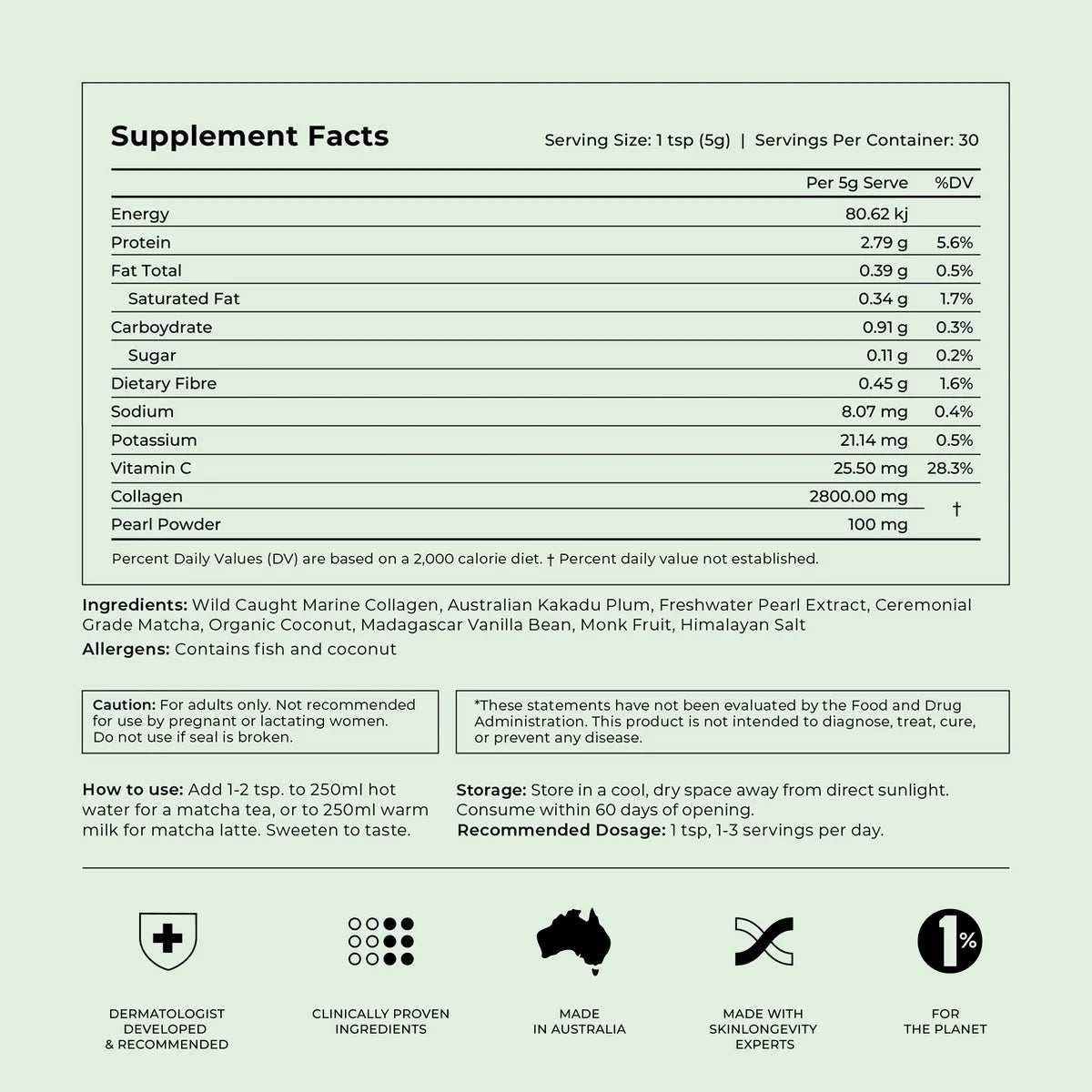 Par Olive Marine Collagen Superpowder Matcha refill pouch – eco-friendly packaging
