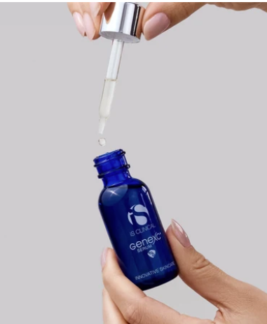 iS Clinical GeneXC Serum – dropper being drawn from the bottle